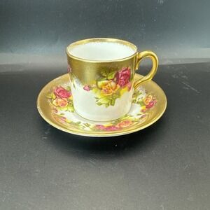 Royal Chelsea England Golden Rose Bone China‎ Demitasse Cup & Saucer